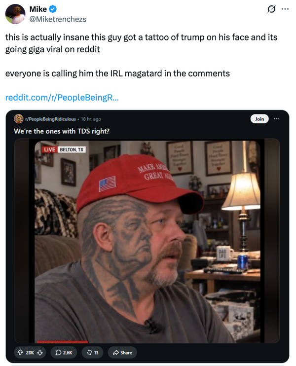Trump face tattoo